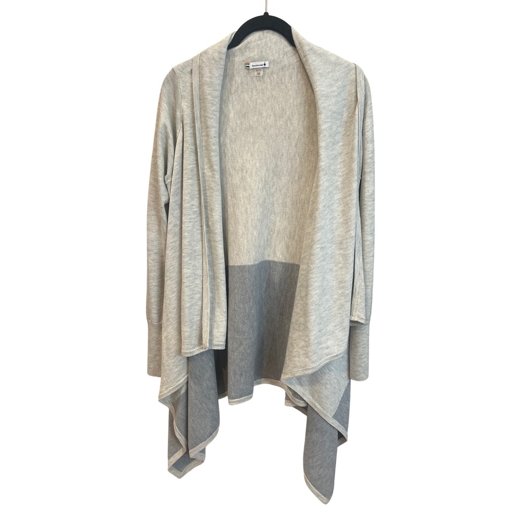 Smartwool Edgewood Wrap Sweater Grey Colorblock Merino Wool‎ Blend Cardigan  M